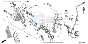 CBR600FAB CBR600F ABS E drawing R. FRONT BRAKE CALIPER (CBR600FA)