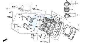 VTR1000F SUPER HAWK drawing CYLINDER HEAD (FRONT)