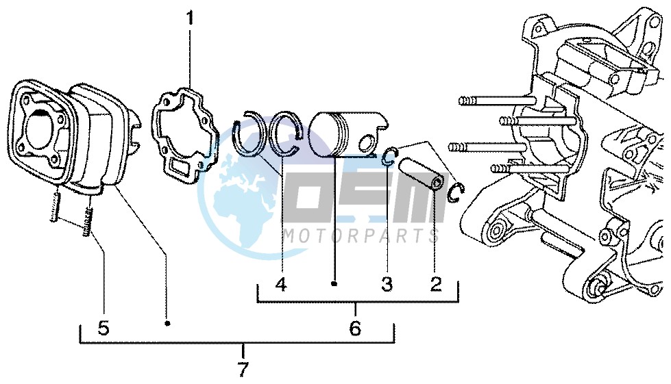 Cylinder-piston-wrist pin assy