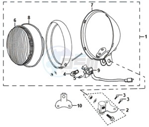 ALLO 50 45KMH (L8 L9) EU EURO4 drawing HEAD LAMP COMPLETE.