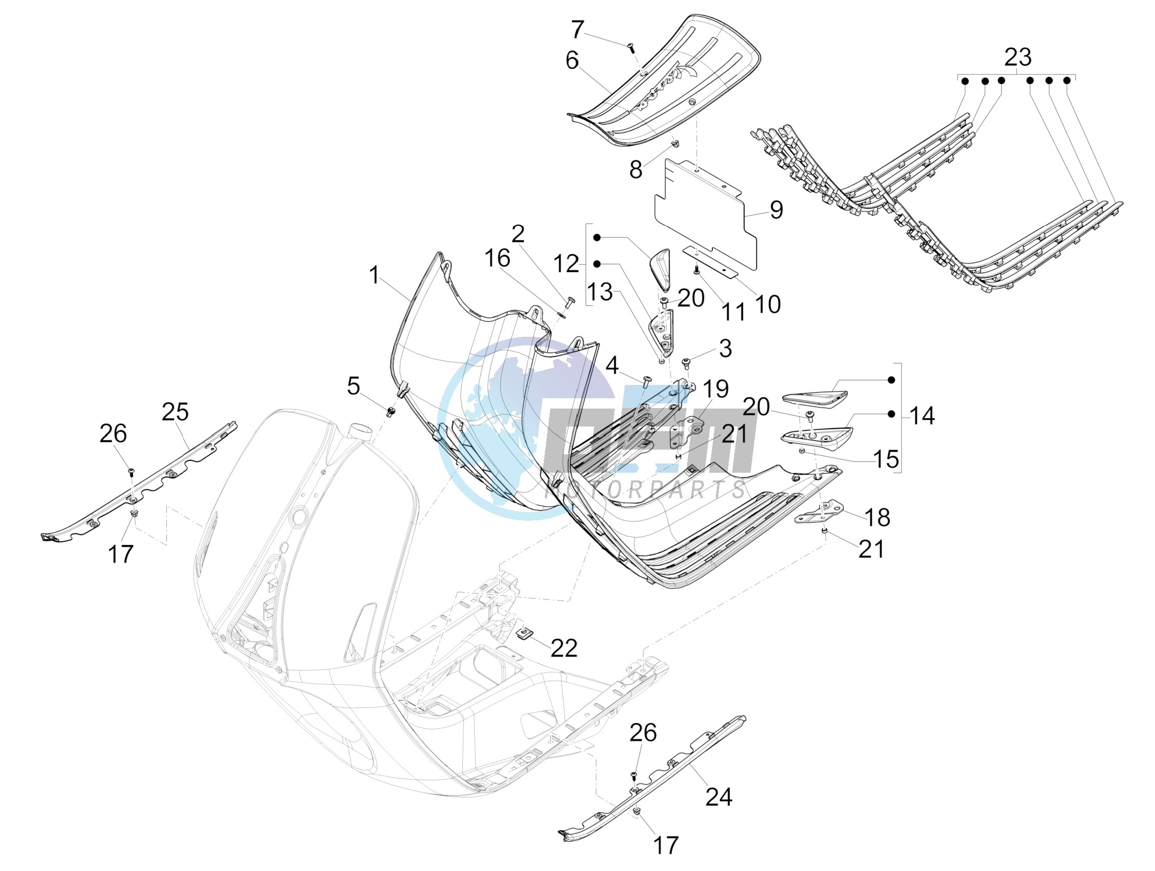 Central cover - Footrests