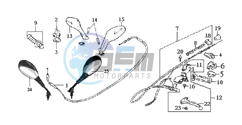 MIRROR / THROTTLE CABLE / LEVERS