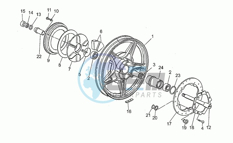 Rear wheel, alloy