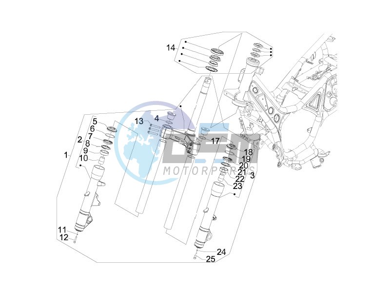 Fork steering tube - Steering bearing unit