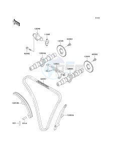 EX 500 D [NINJA 500R] (D10-D12) [NINJA 500R] drawing CAMSHAFT-- S- -_TENSIONER