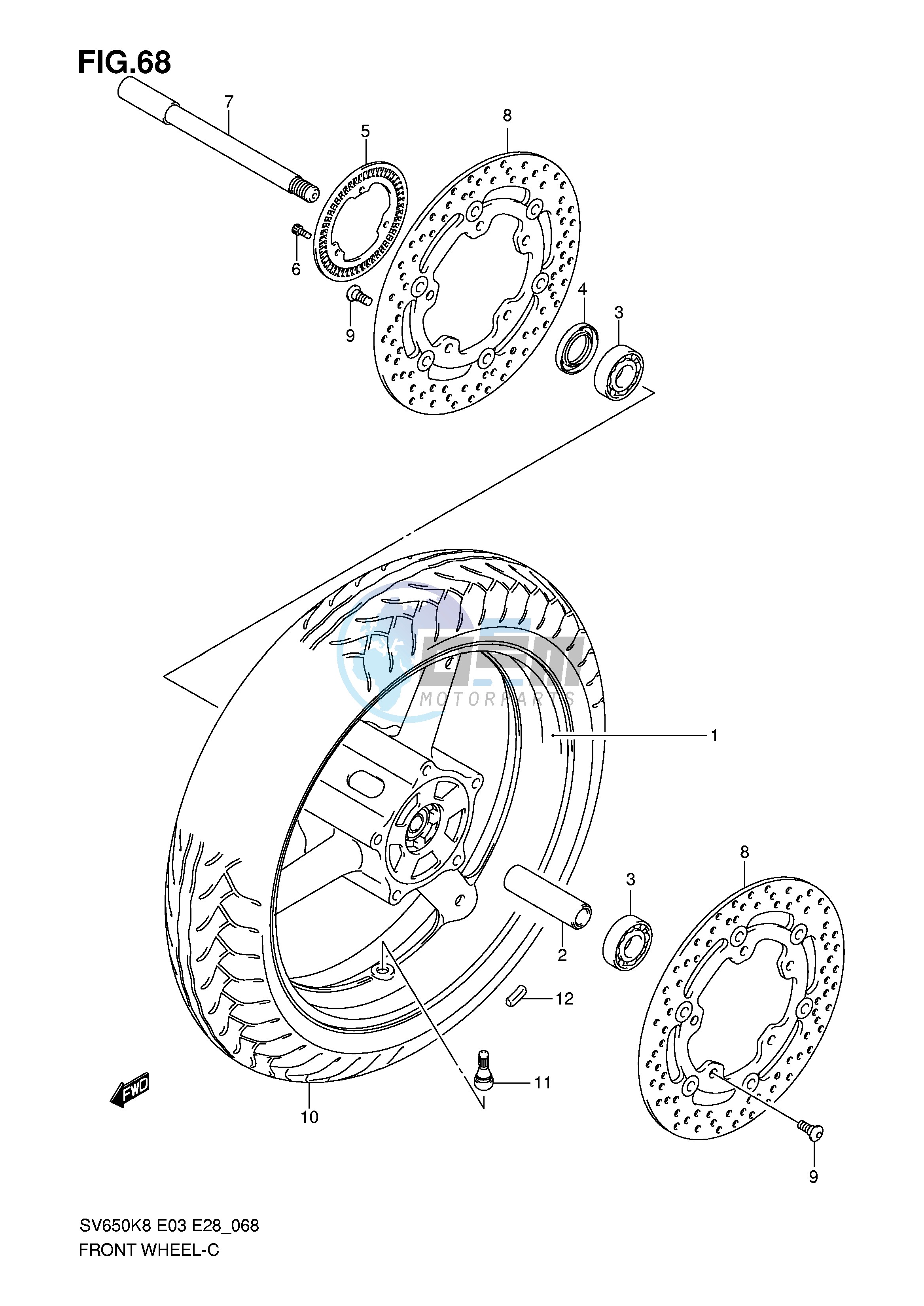 FRONT WHEEL (SV650AK8 SAK8 AK9 SAK9 SAL0)