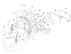 GTS 125 4T 3V ie Super (APAC) (RK, VT) drawing Front glove-box - Knee-guard panel