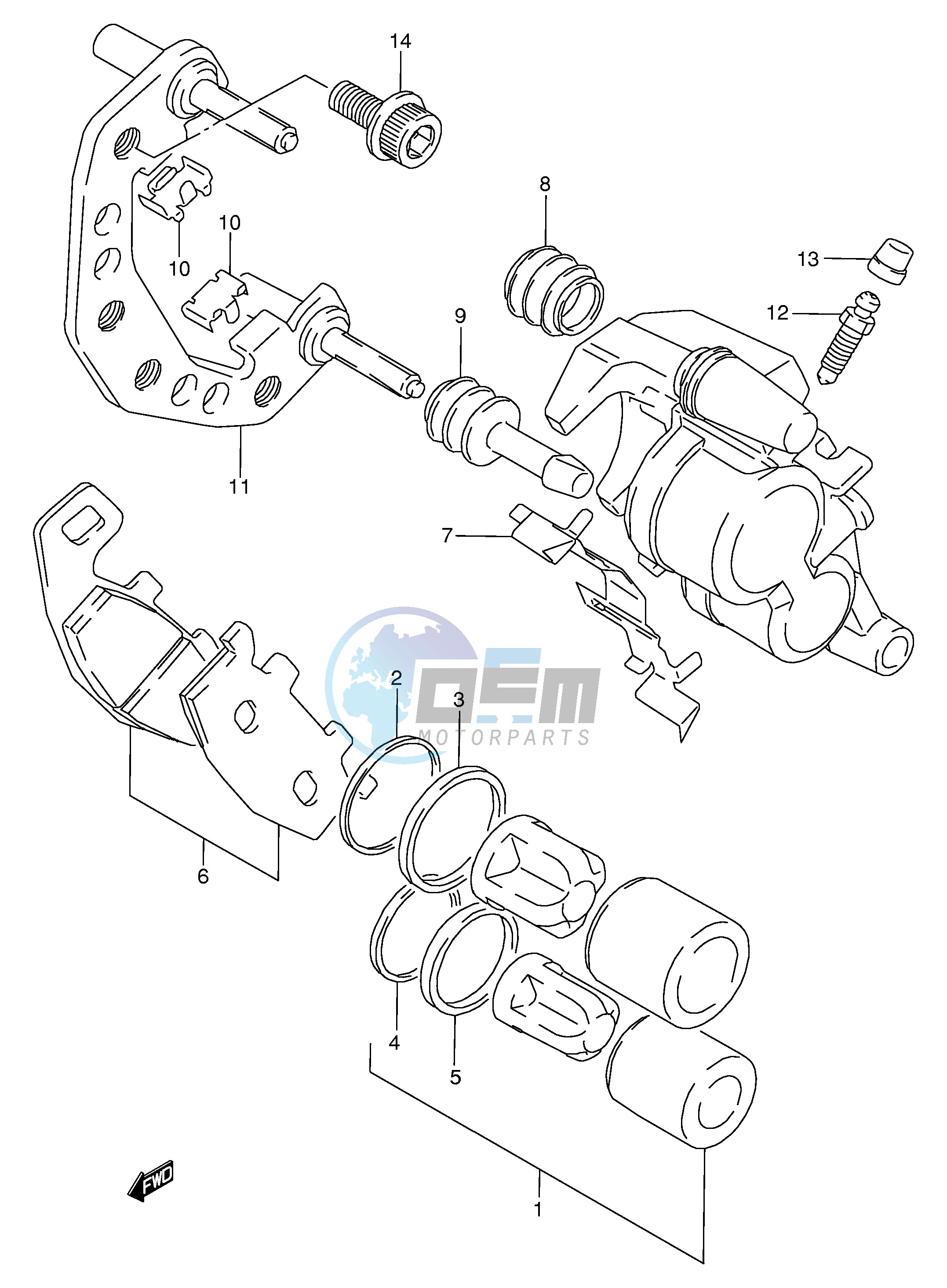 FRONT CALIPER (MODEL L M N P R)