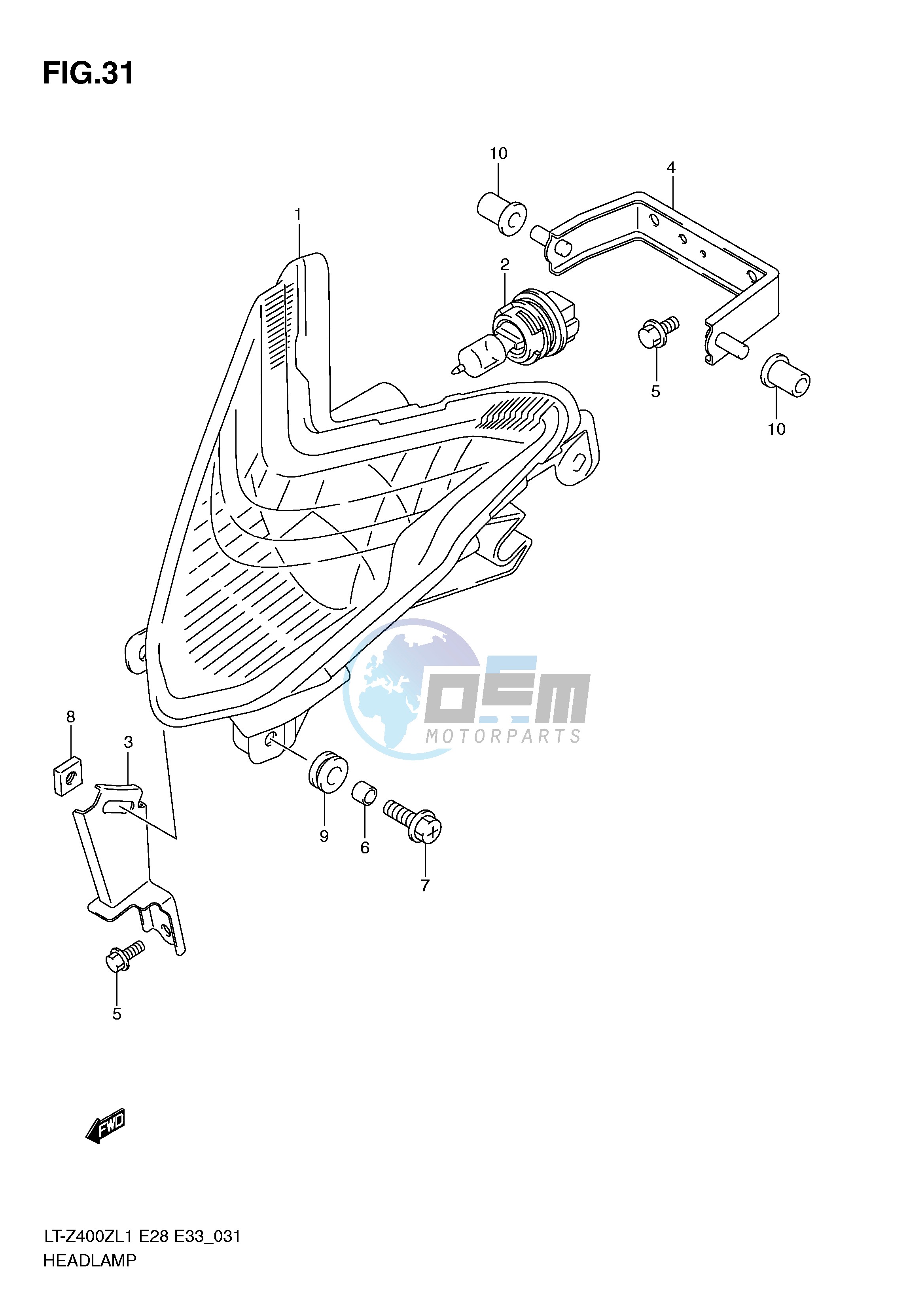 HEADLAMP (LT-Z400L1 E33)