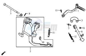 JET EURO X 50 E2 drawing CENTRAL STAND / SIDE STAND / KICKSTARTER PEDAL