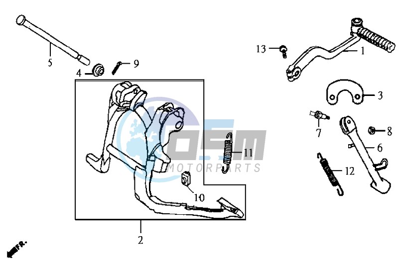 CENTRAL STAND / SIDE STAND / KICKSTARTER PEDAL