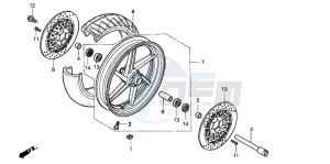 CBR600F2 drawing FRONT WHEEL (CBR600FS/3S/T/3T/SET)