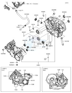 BRUTE FORCE 750 4x4i EPS KVF750HJF EU drawing Crankcase