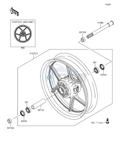 Z1000 ABS ZR1000GEF FR GB XX (EU ME A(FRICA) drawing Front Hub