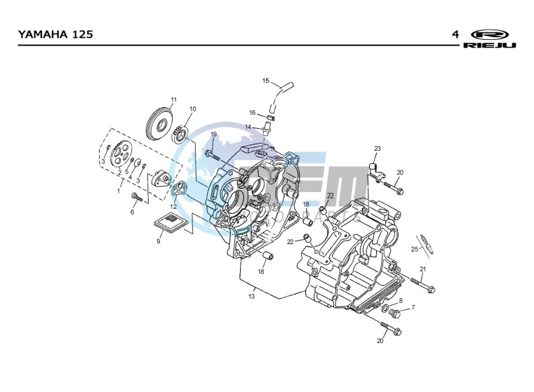 CRANKSHAFT CARTER  Yamaha 125 4t Euro 2