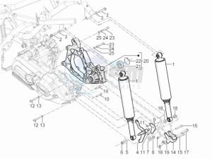 MP3 125 yourban erl drawing Rear suspension - Shock absorbers