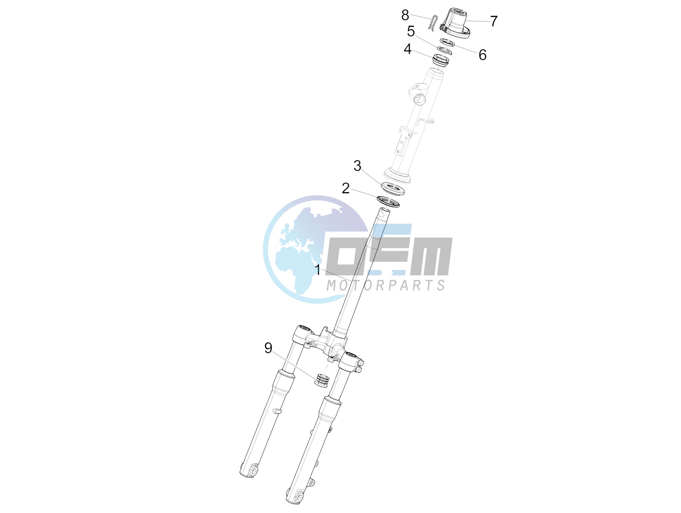 Fork/steering tube - Steering bearing unit