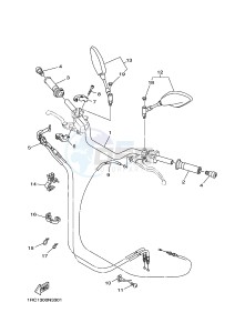 MT09A MT-09 ABS 900 (2DR7 2DR8) drawing STEERING HANDLE & CABLE