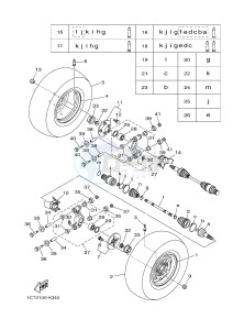 YFM450FWA YFM45FGB GRIZZLY 450 IRS AUSTRIA drawing REAR WHEEL