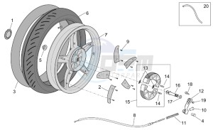 Scarabeo 50 4T E2 drawing Rear wheel - drum brake