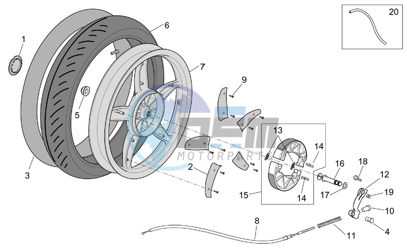 Rear wheel - drum brake