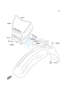 KLX 400 A [KLX400SR KLX400R] (A1-A2 A2 CAN ONLY) [KLX400SR KLX400R] drawing FRONT FENDER-- S- -