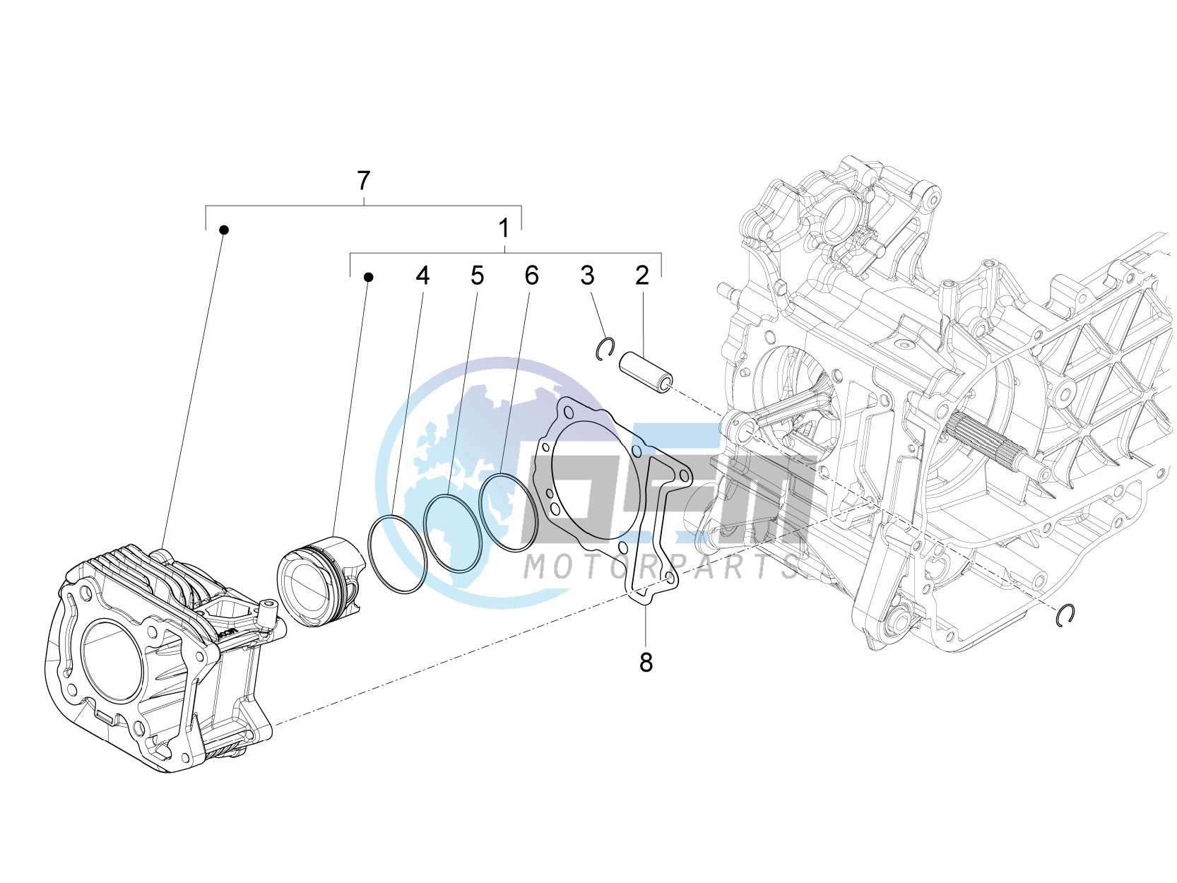 Cylinder - piston - wrist pin unit