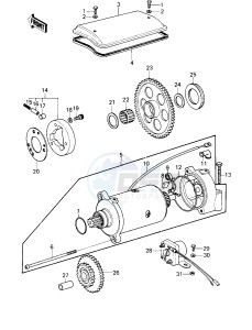 KZ 1000 B [KZ1000 LTD] (B3-B4) [KZ1000 LTD] drawing STARTER MOTOR_STARTER CLUTCH -- 79-80 B3_B4- -