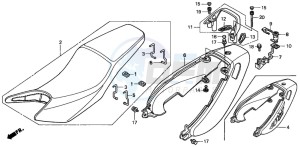 CB600F2 CB600F drawing SEAT/SEAT COWL