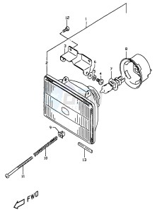 DR350 (V-W-X) drawing HEADLAMP