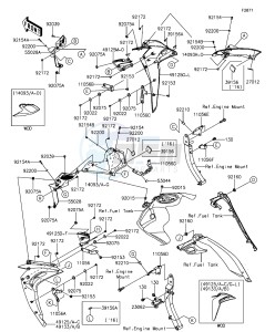 Z1000 ABS ZR1000GEF FR GB XX (EU ME A(FRICA) drawing Cowling(Center)