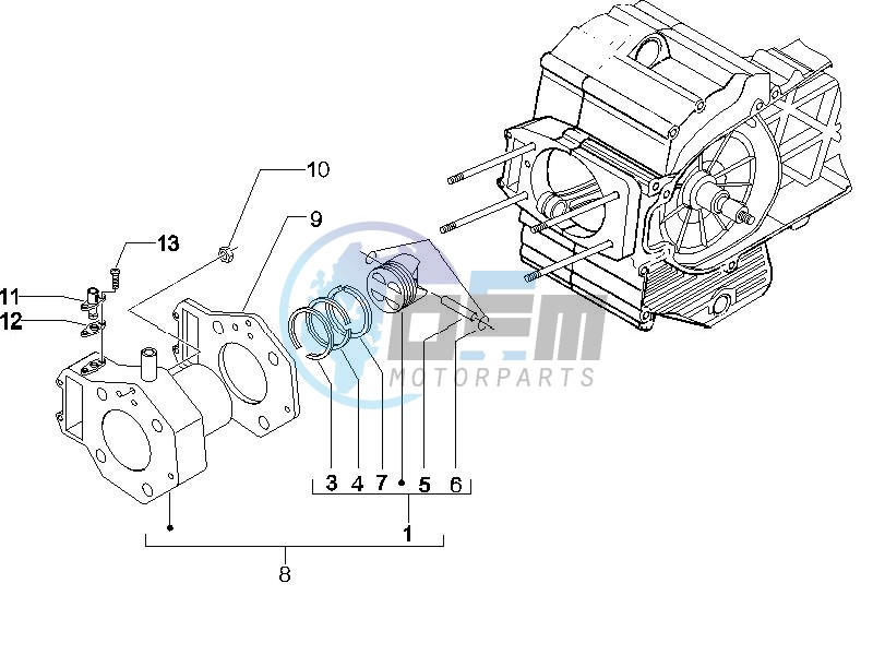 Cylinder-piston-wrist pin unit