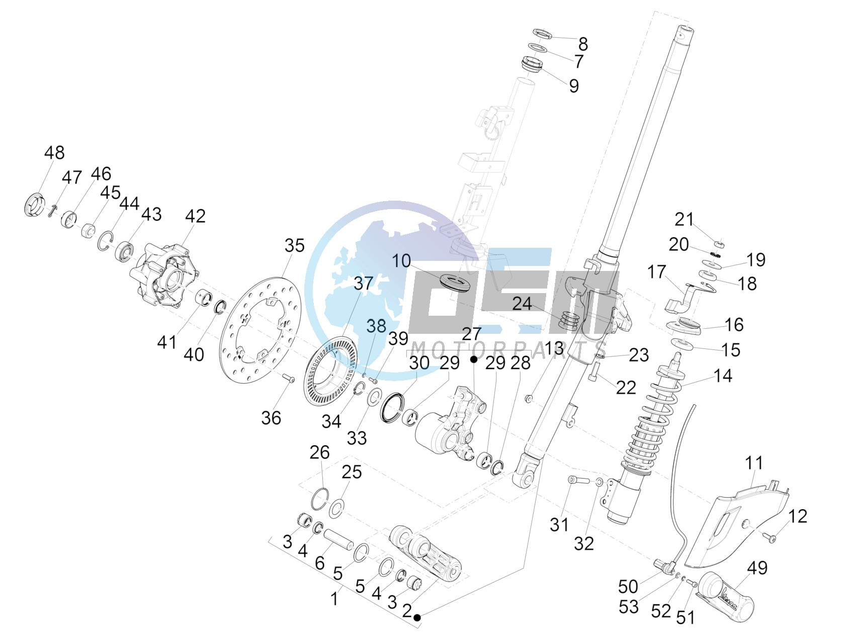 Fork/steering tube - Steering bearing unit