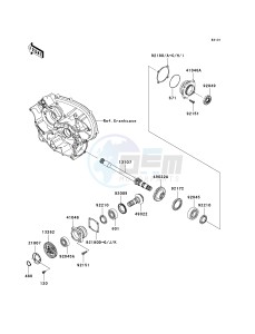 KVF 650 G [BRUTE FORCE 650 4X4I HARDWOODS GREEN HD] (G6F-G9F) G8F drawing FRONT BEVEL GEAR