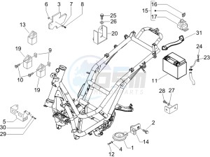 Beverly 500 Cruiser e3 2007-2012 drawing Remote control switches - Battery - Horn