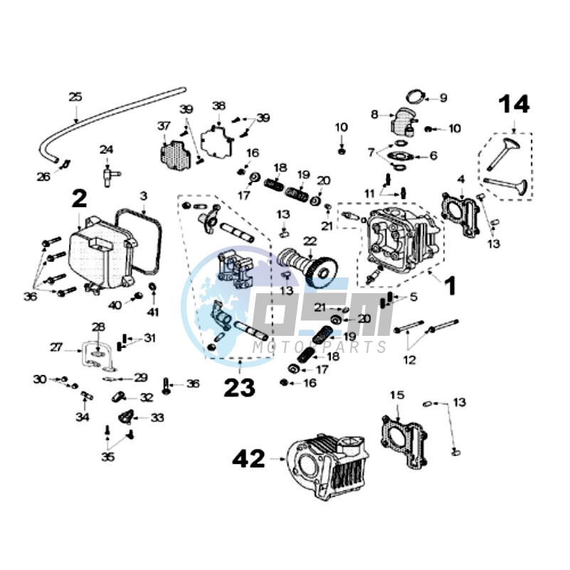 CYLINDER HEAD AND PISTON