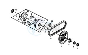 MIO 50I 45KMH (L8) EU EURO4 drawing MOVABLE FLANGE / V-BELT