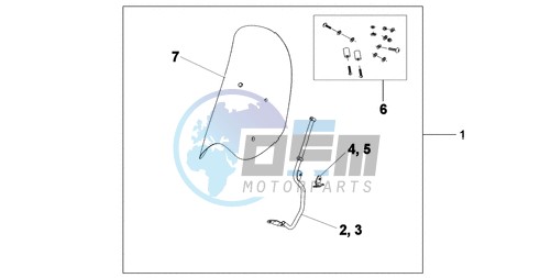 WINDSHIELD WITHOUT KNUCKLE VISOR