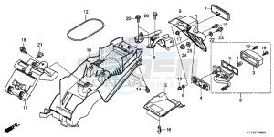 CBR125RTF CBR125RT UK - (E) drawing REAR FENDER