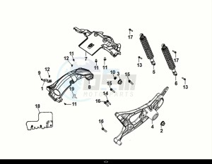 FIDDLE IV 125 (XG12WW-IT) (E5) (M1) drawing RR. CUSHION - RR. FORK - RR. MUDGUARD