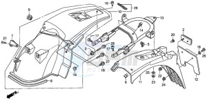 XR650R drawing REAR FENDER (DK/ED/U)