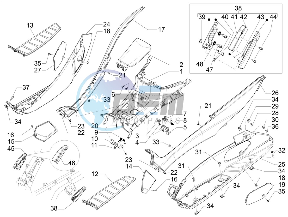 Central cover - Footrests