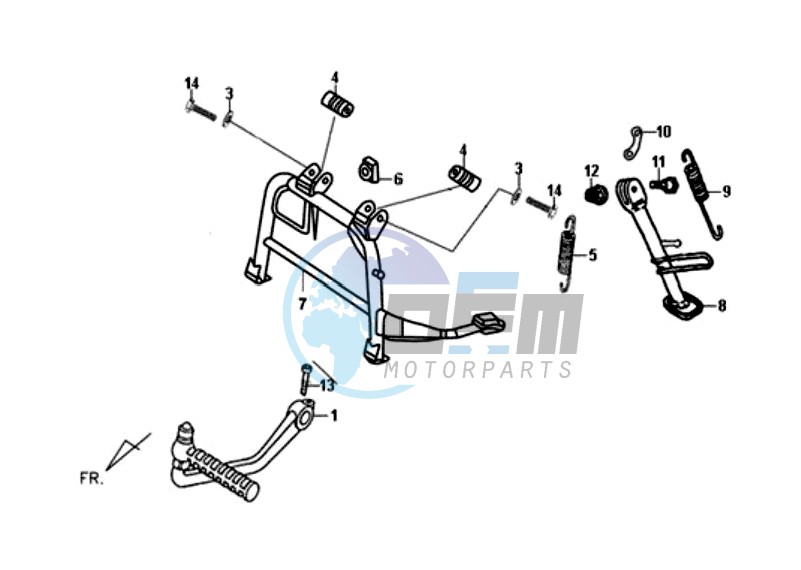 CENTRAL STAND - SIDE STAND - KICKSTARTER PEDAL