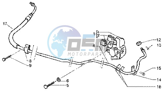 Caliper- Rear brake pipe