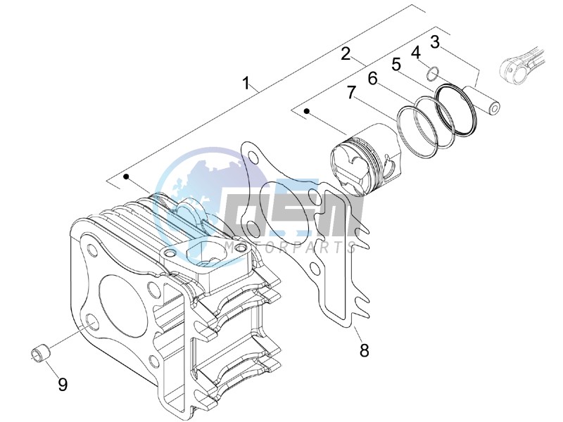 Cylinder - piston - wrist pin unit