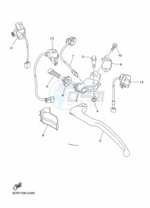 WR450F (B7R9) drawing HANDLE SWITCH & LEVER