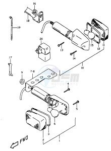 DR350 (V-W-X) drawing TURN SIGNAL LAMP (MODEL W X, E24)