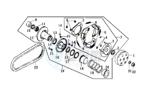 EURO MX EU2 - 150 cc drawing DRIVEN PULLEY