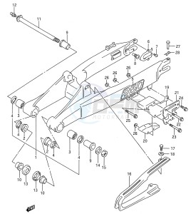 RMX250 (E28) drawing REAR SWINGING ARM (MODEL M N)