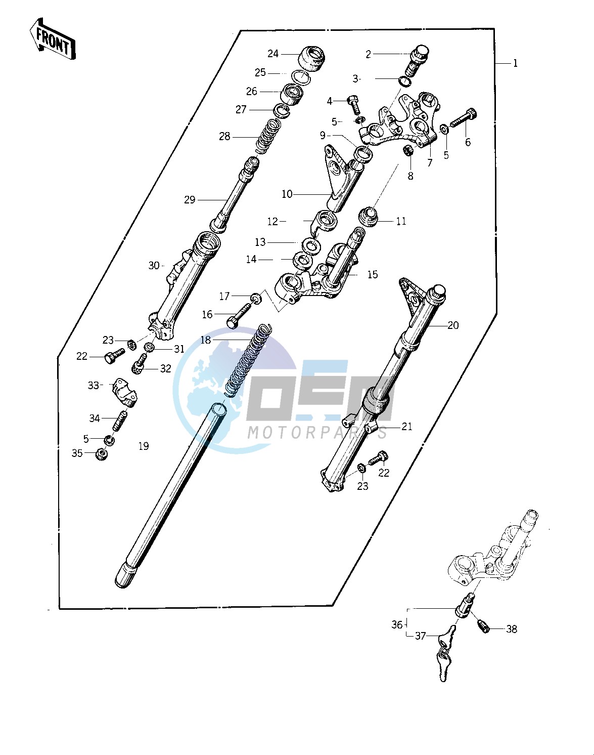 FRONT FORK -- 74 -75 KZ400_KZ400D- -